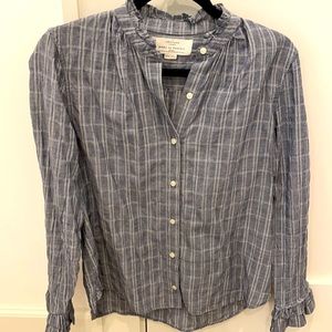 Light chambray ruffle And stripe top